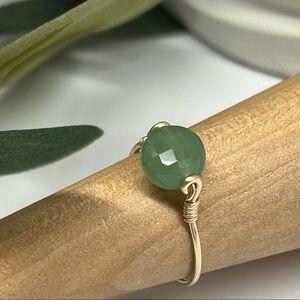 Aventurine Gemstone 14K GF or Sterling Silver Ring Soft Green